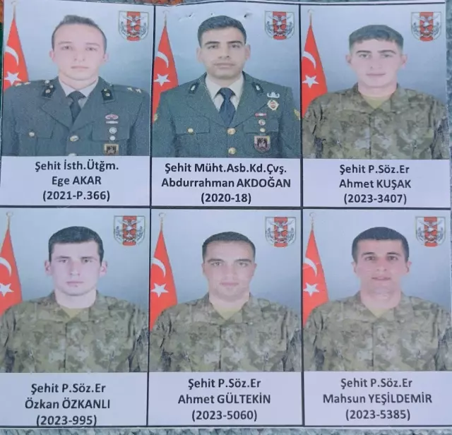 6 soldiers martyred in the Pençe-Kilit Operation were sent off to their hometowns