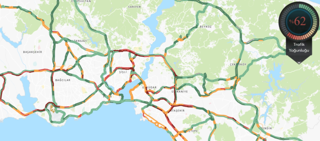 Trafik durumu haritası (CANLI) 7-8 Temmuz İstanbul'da trafik yoğunluğu yüzde kaç?