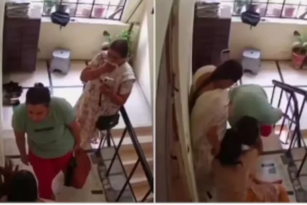 Kaynanasını darp edip merdivenlerden attı, annesi videoya çekti
