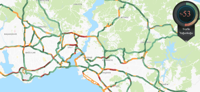 Trafik durumu haritası (CANLI) 9 Temmuz İstanbul'da trafik yoğunluğu yüzde kaç?