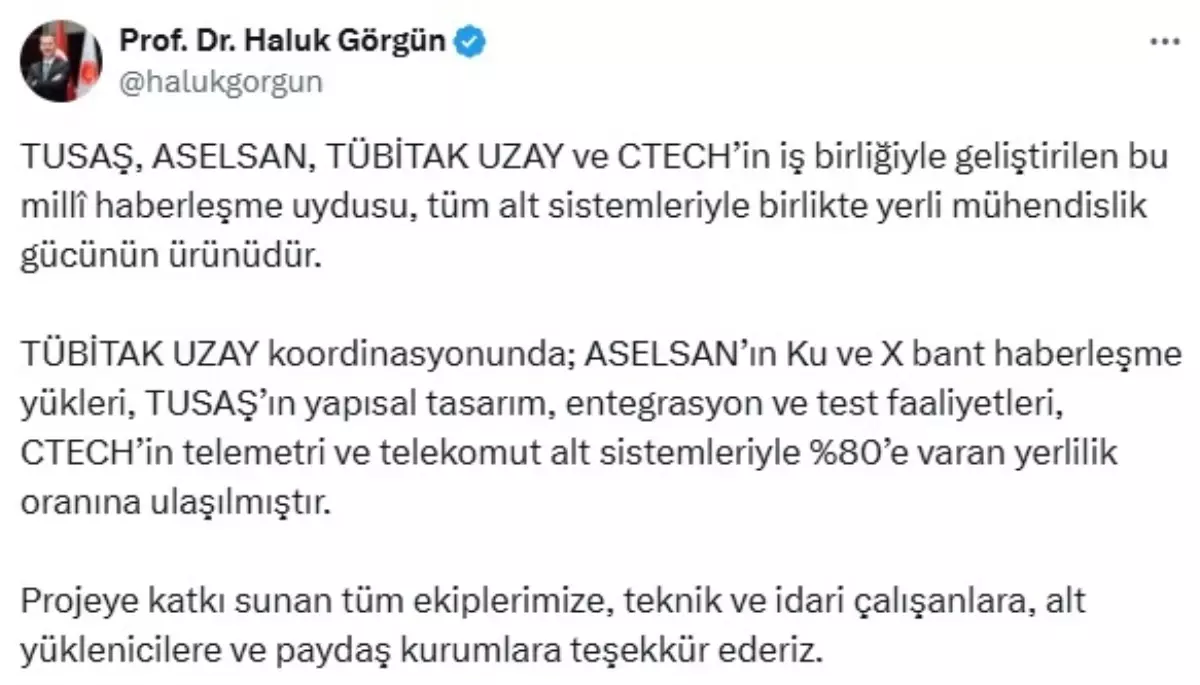 Haluk Görgün, Türksat 6A Projesini Tanıttı