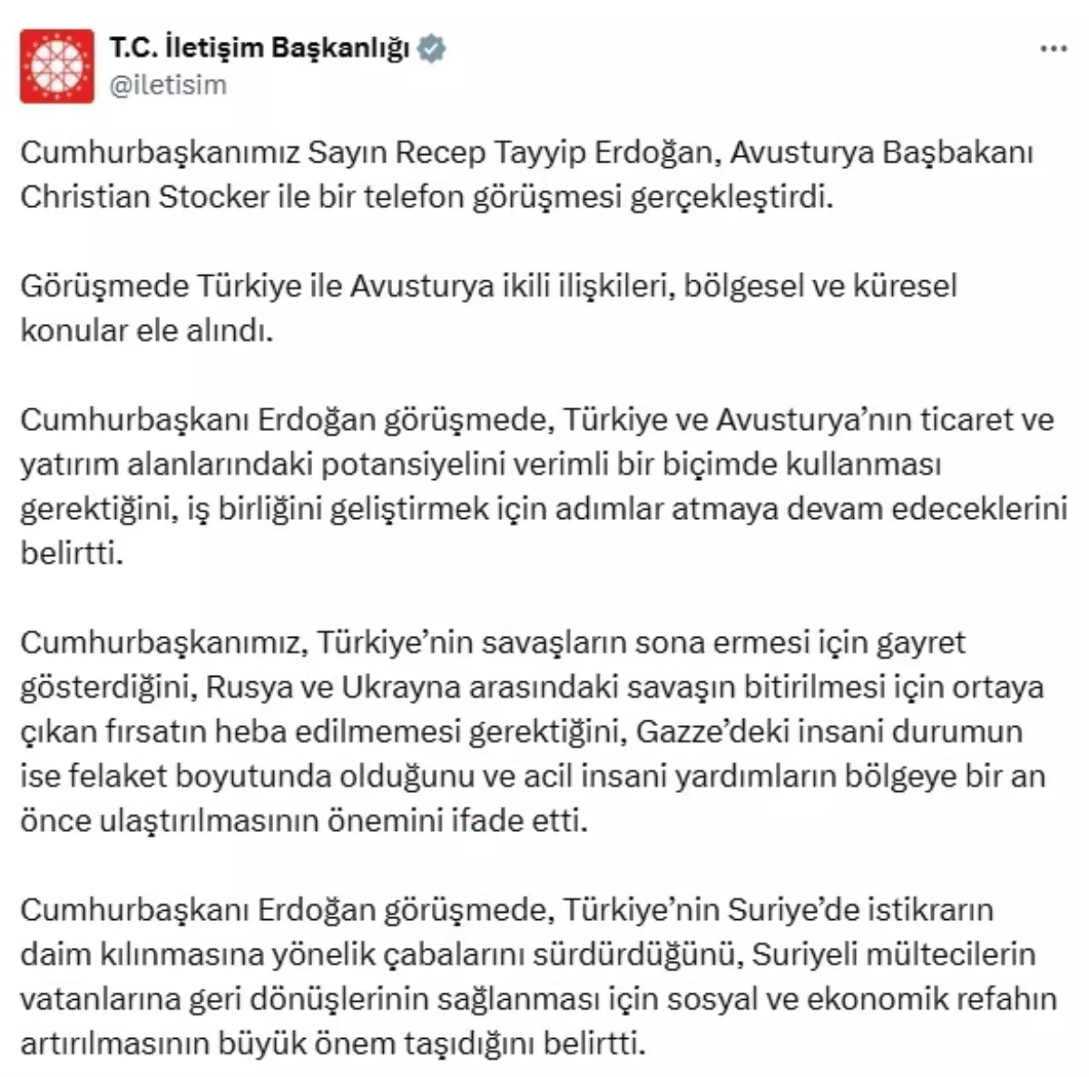 Erdoğan, Avusturya Başbakanı ile Görüştü