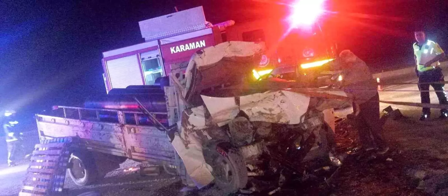 Karaman'da Kamyonet Kazası: Sürücü Hastaneye Kaldırıldı