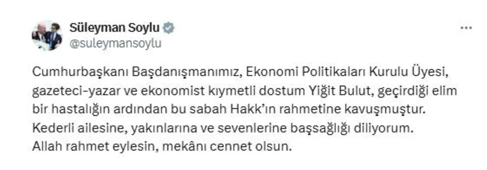 Cumhurbaşkanı Başdanışmanı Yiğit Bulut hayatını kaybetti