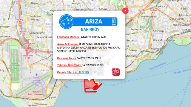 İstanbul BAKIRKÖY su kesintisi! 14-15 Temmuz İSKİ Bakırköy su kesintisi ne zaman bitecek, sular ne zaman gelecek?