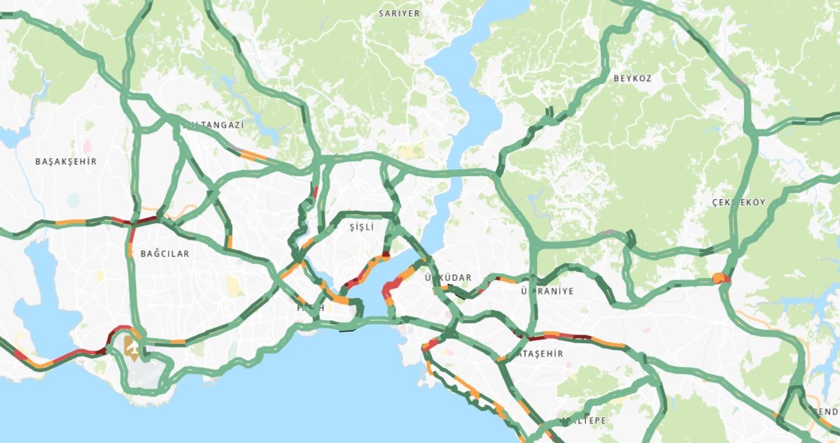 Trafik durumu haritası (CANLI) 14 Temmuz İstanbul'da trafik yoğunluğu yüzde kaç?