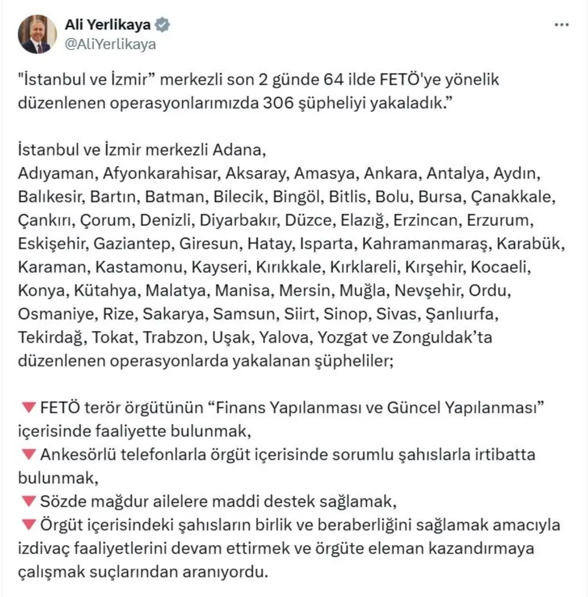 FETÖ'ye Yönelik Operasyon: 306 Şüpheli Yakalandı