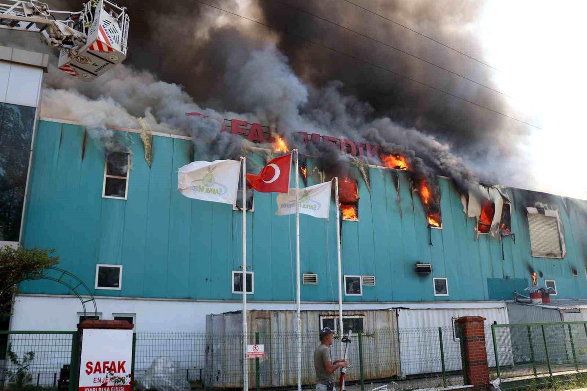 Bolu'da Medikal Üretim Fabrikasında Yangın Çıktı