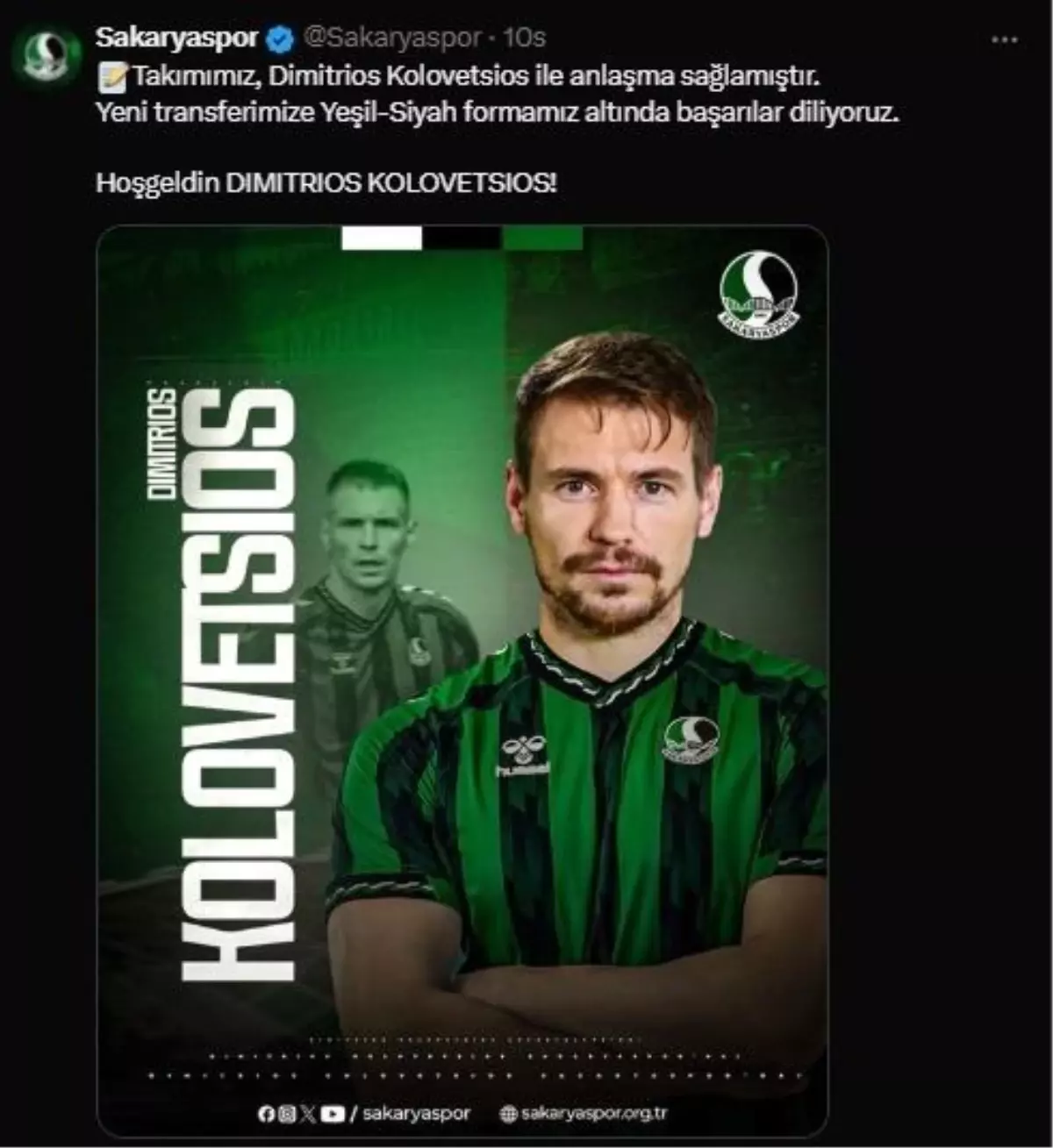 Sakaryaspor Dimitrios Kolovetsios'u Transfer Etti