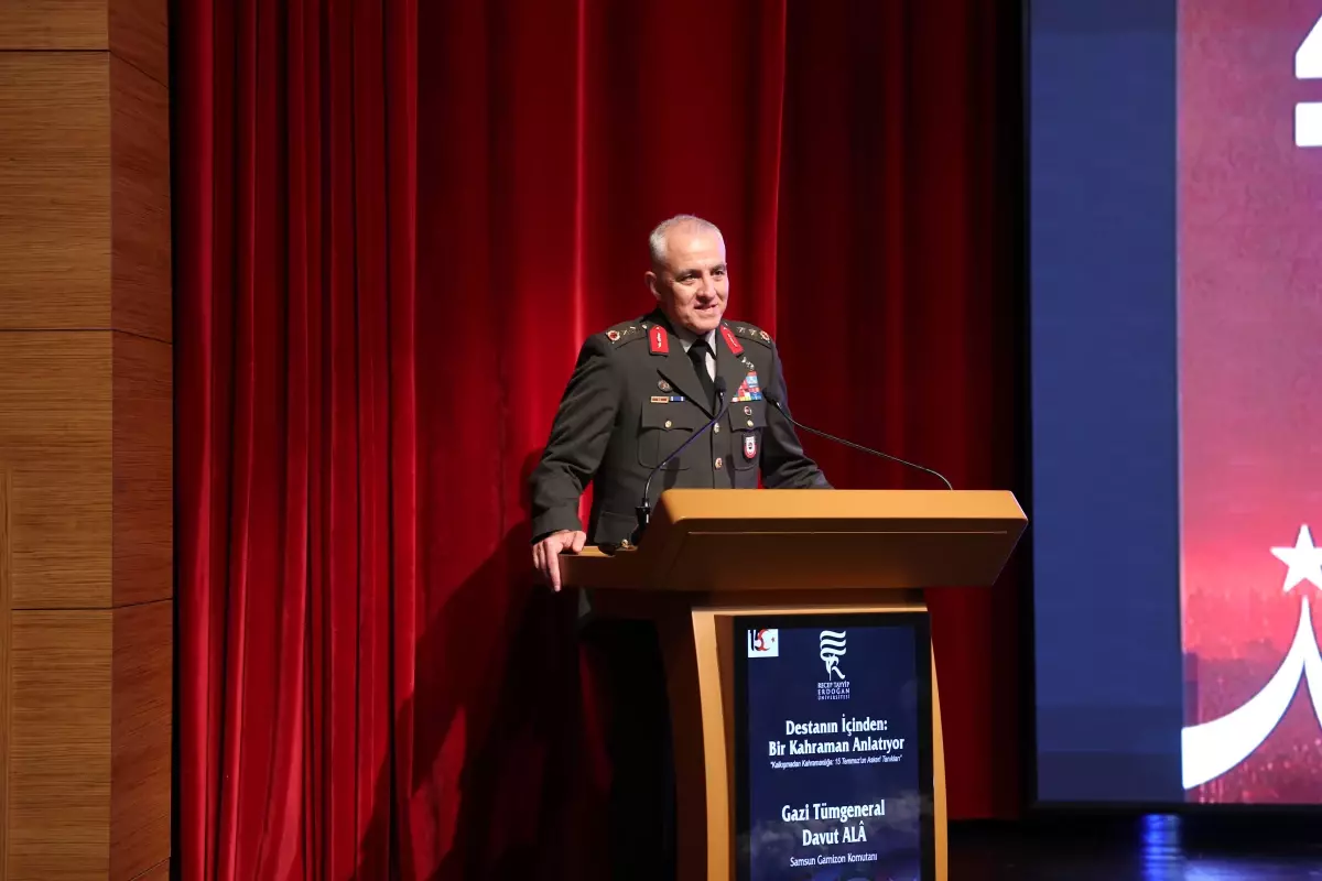 15 Temmuz Gazisi Tümgeneral Davut Ala Rize'de konferans verdi