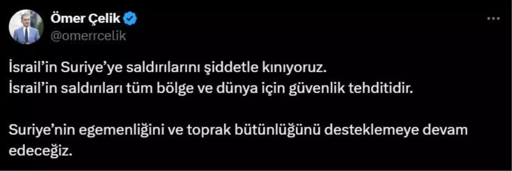 AK Parti Sözcüsü Çelik: 'İsrail'in Suriye'ye Saldırılarını Kınıyoruz'