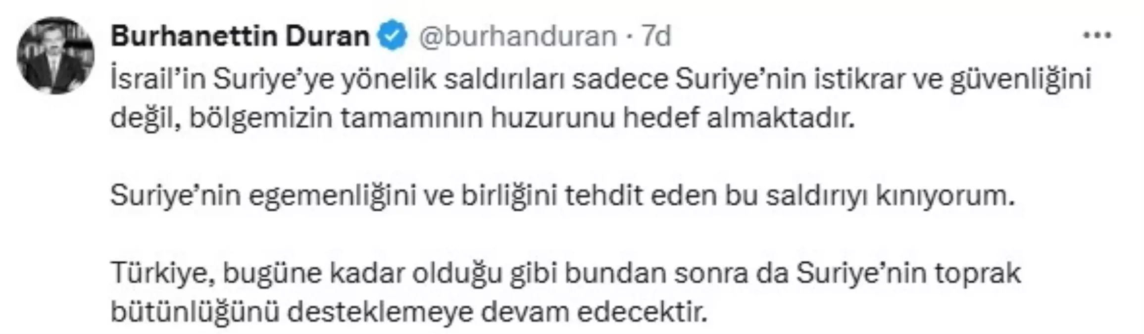 İletişim Başkanı Duran'dan İsrail'in Suriye'ye Saldırılarına Tepki