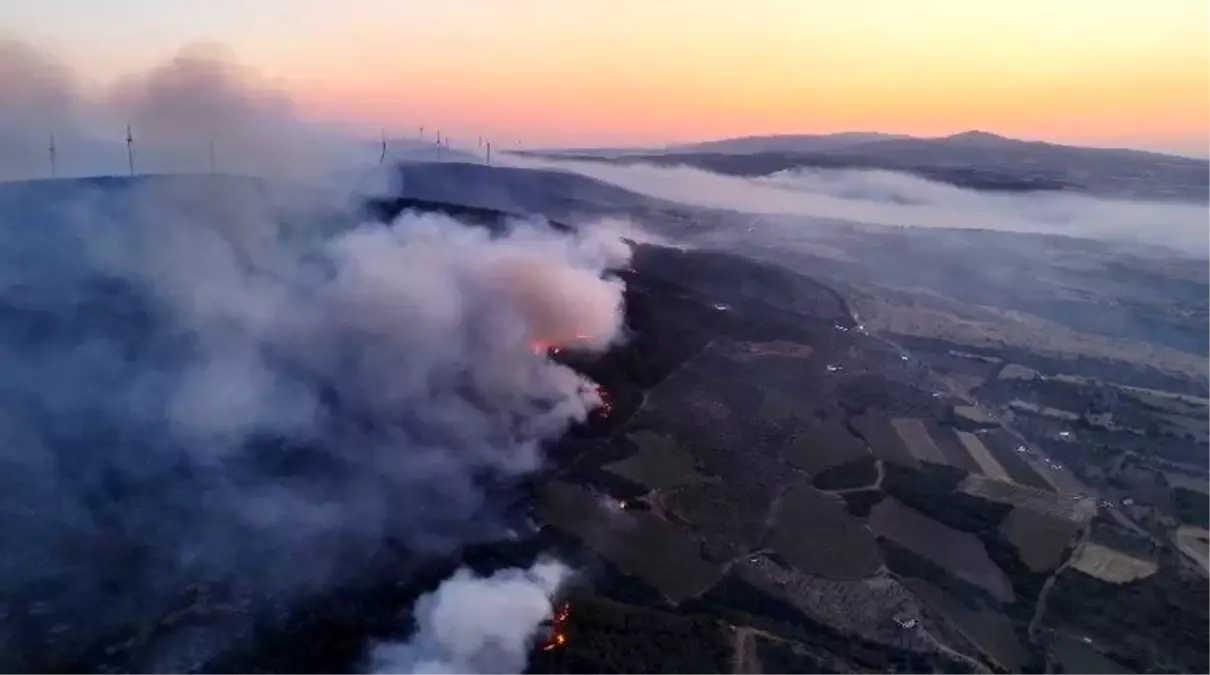 Tekirdağ'da Orman Yangını Havadan Görüntülendi