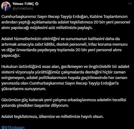 Good news from President Erdoğan: 20,000 new personnel recruitment for the Ministry of Justice
