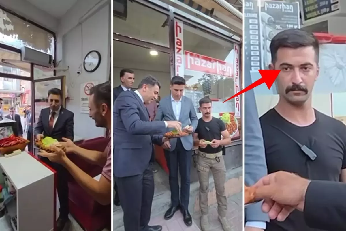 Tunceli Valisi Aygöl'ün esnaf ziyaretine damga vuran an! Korumanın bakışlara dikkat