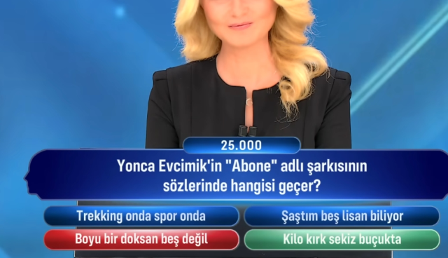 Yonca Evcimik'in 'Abone' adlı şarkısının sözlerinde hangisi geçer? Yonca Evcimik'in 'Abone' adlı şarkısının sözlerinde hangisi geçer?