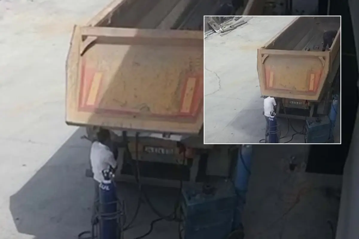 Feci ölümün kamera kaydı! Damper kapağı başına çarptı