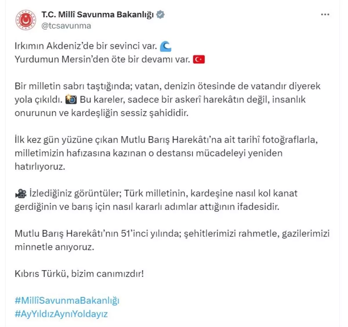 MSB'den Kıbrıs Barış Harekatı'na ait tarihi fotoğraflar