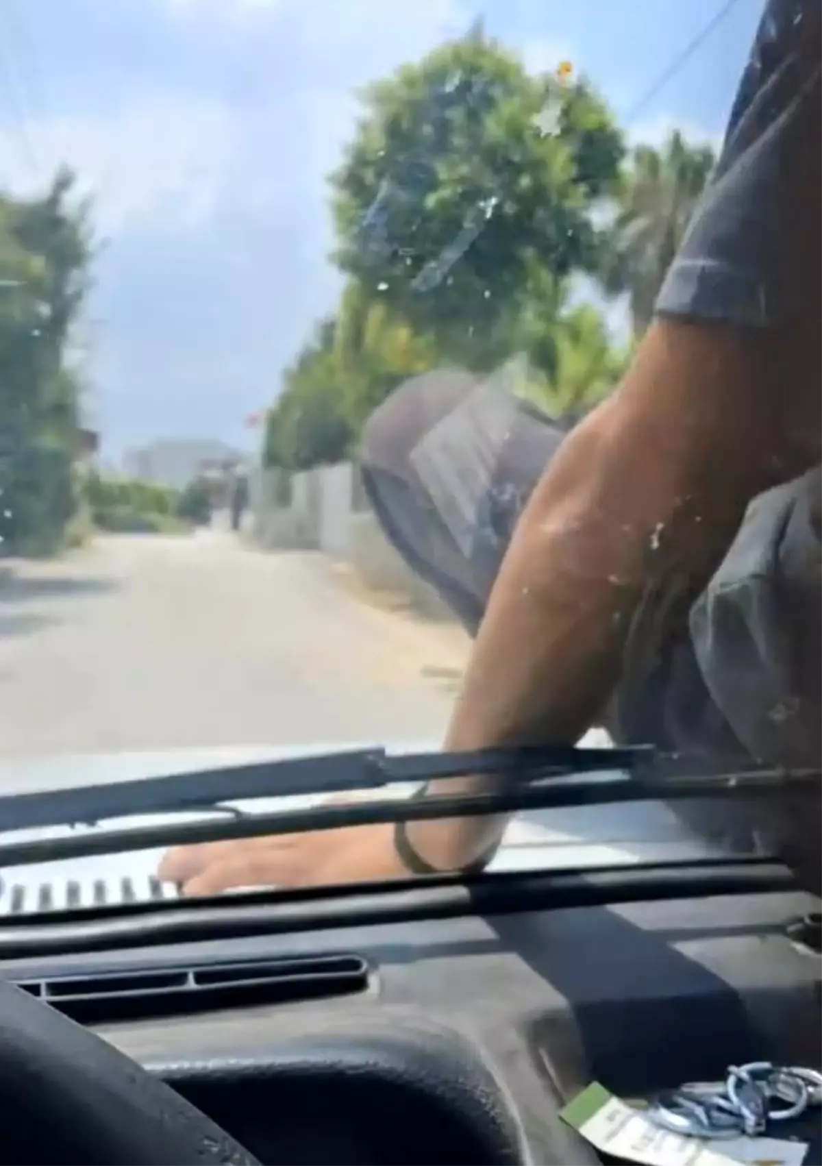 Adana'da Otomobilin Kaputunda Yolculuk Şaşkınlık Yarattı