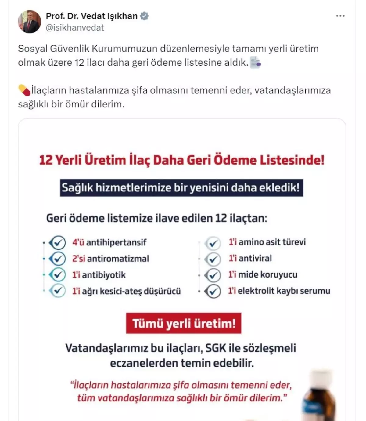 Yerli Üretim 12 İlaç Daha Geri Ödeme Listesine Alındı
