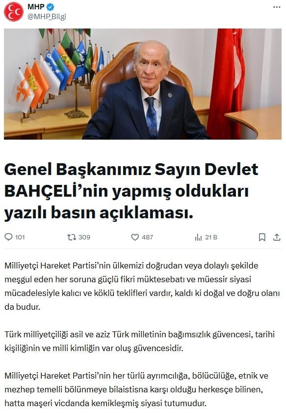 Bahçeli's striking statement regarding Kurds and Alevis