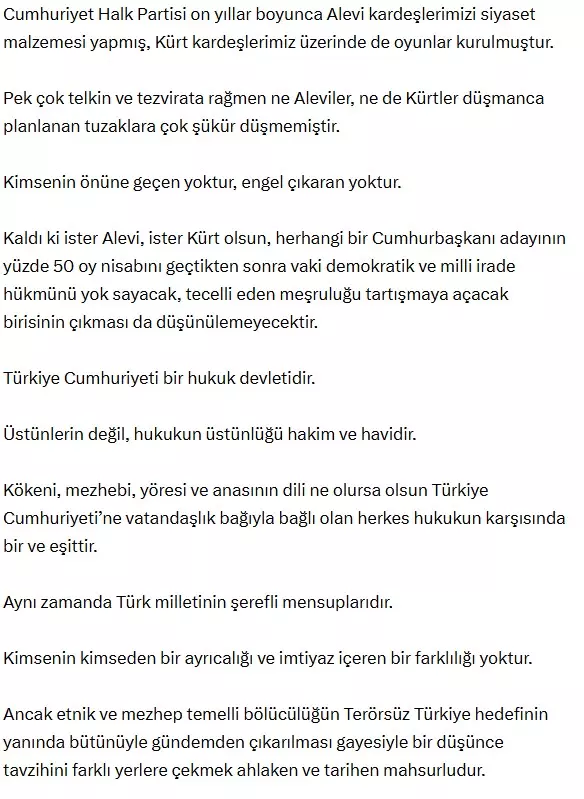 Bahçeli's striking statement regarding Kurds and Alevis