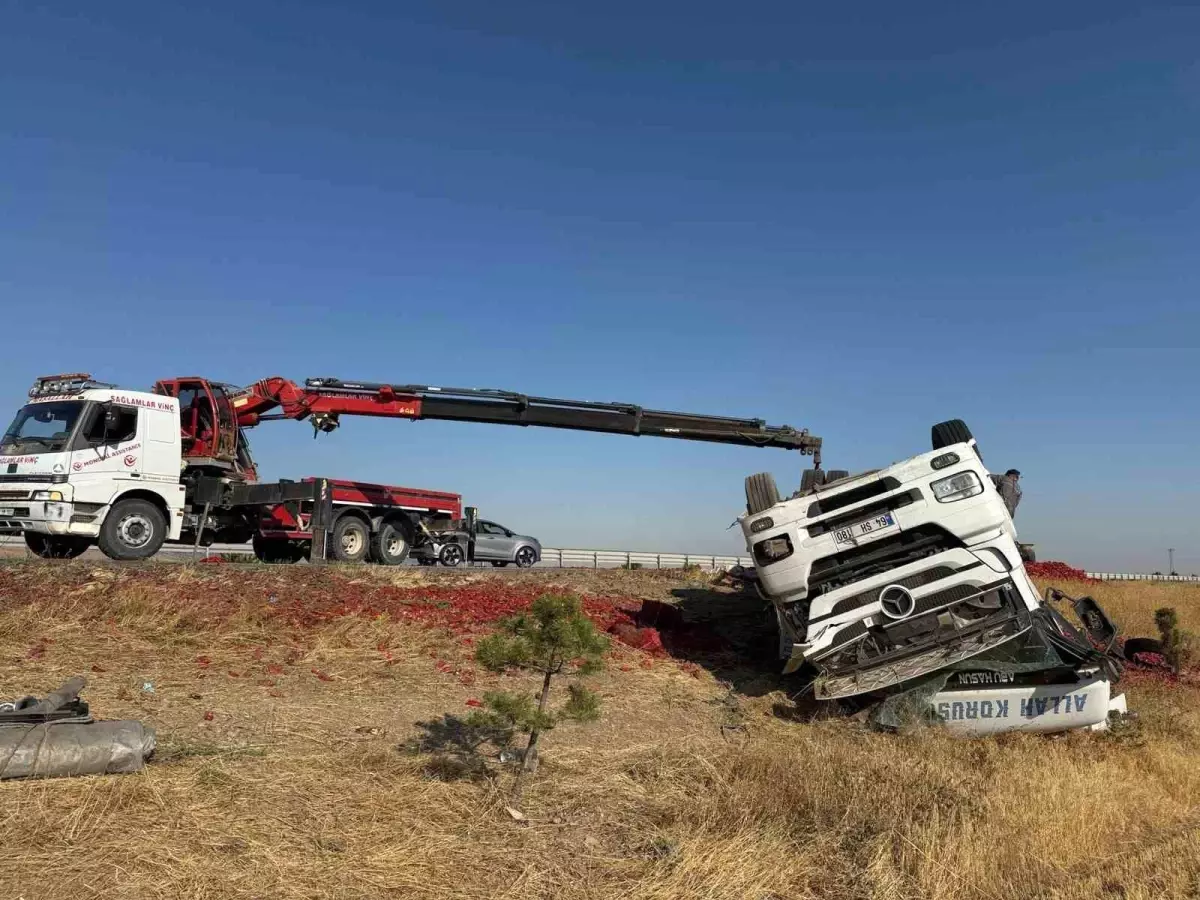 Afyonkarahisar'da Şarampole Devrilen Tırda 20 Ton Biber Ziyan Oldu