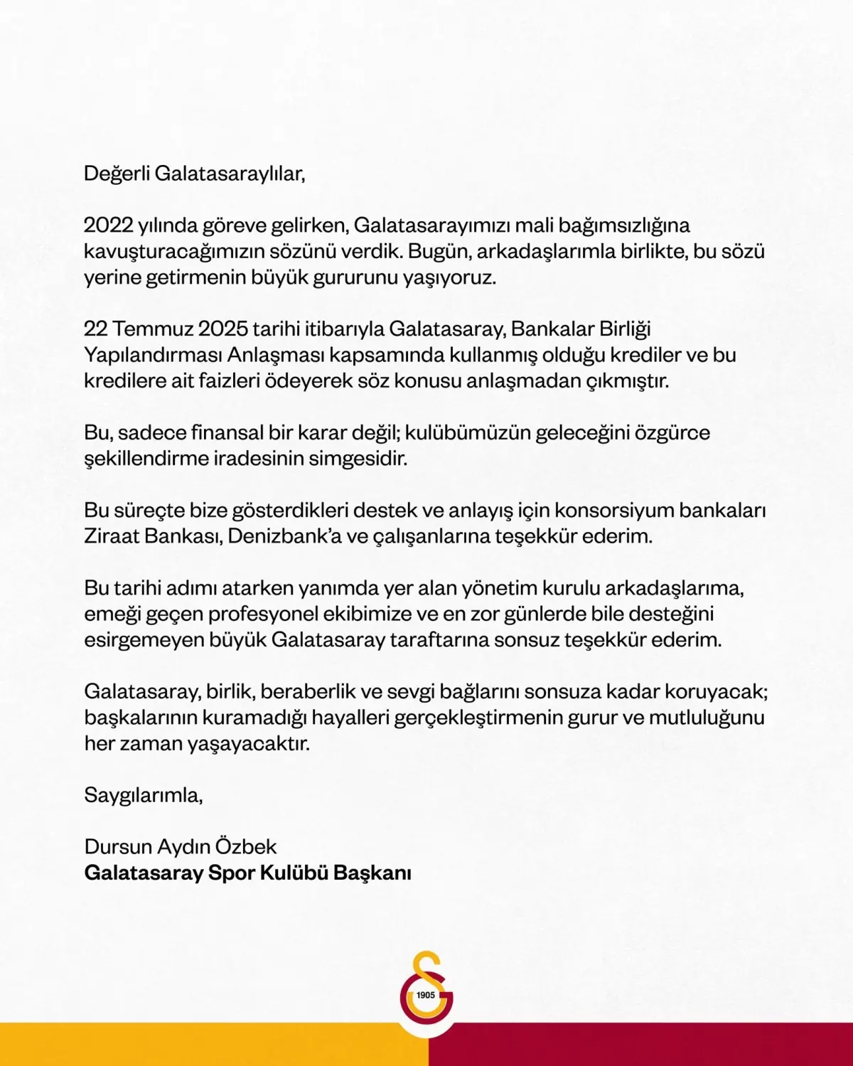 Galatasaray Borçlarını Kapatıp Finansal Bağımsızlığını Kazandı