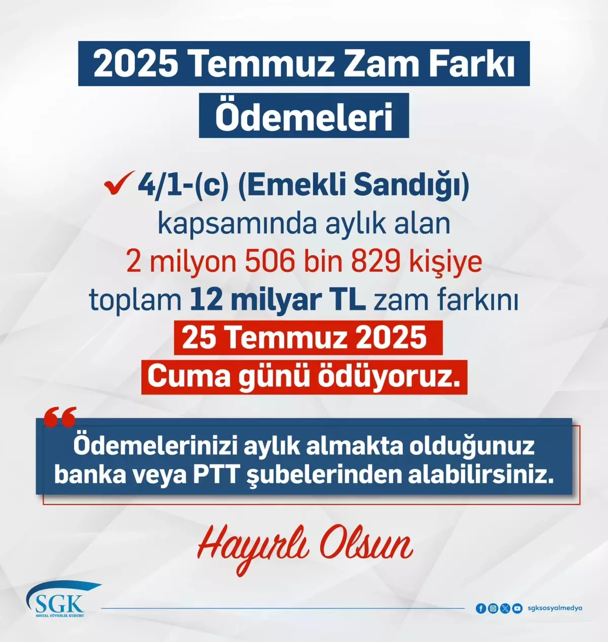 Emekli Sandığı Aylıklarına Zam Farkı Yatırılacak