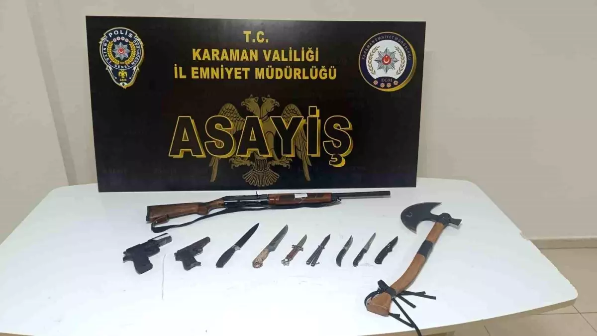 Karaman'da Asayiş Uygulamalarında Uyuşturucu ve Silah Ele Geçirildi