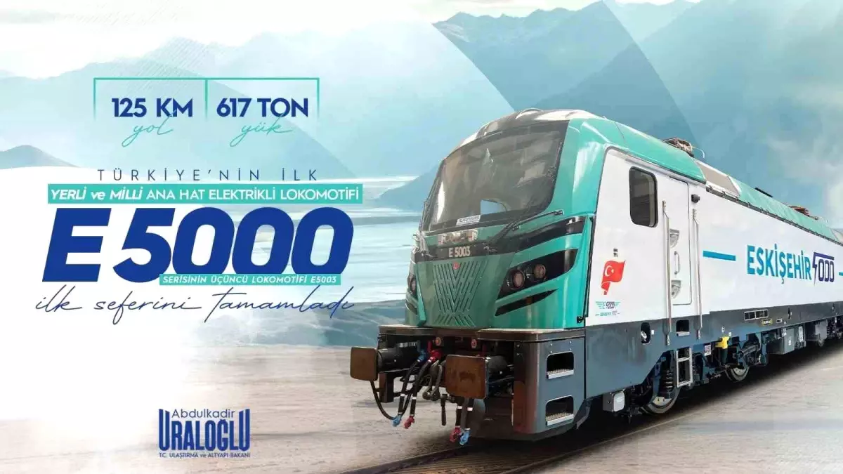 Türkiye'nin İlk Yerli Elektrikli Lokomotifi E5000 Serisi Seferde