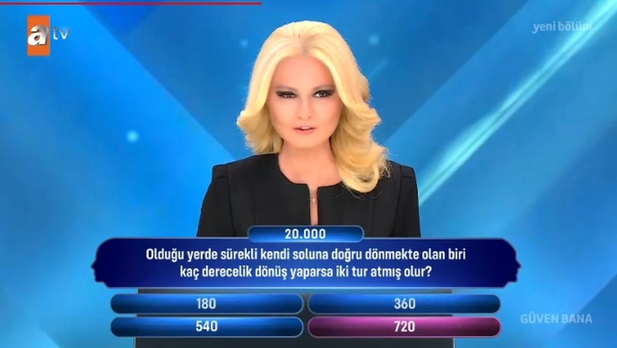 Olduğu yerde sürekli kendi soluna doğru dönmekte olan birikaç derecelik dönüş yaparsa iki tur atmış olur?