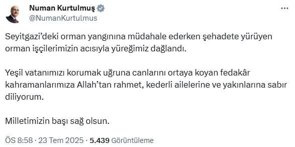10 forest workers who were trapped in the flames of the fire in Eskişehir became martyrs