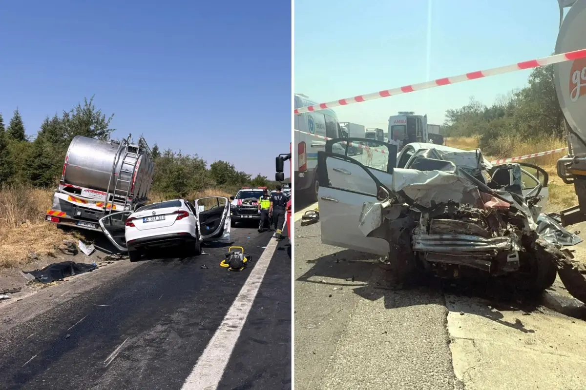 Kamyonla çarpışan otomobil kağıt gibi ezildi: 4 kişi hayatını kaybetti