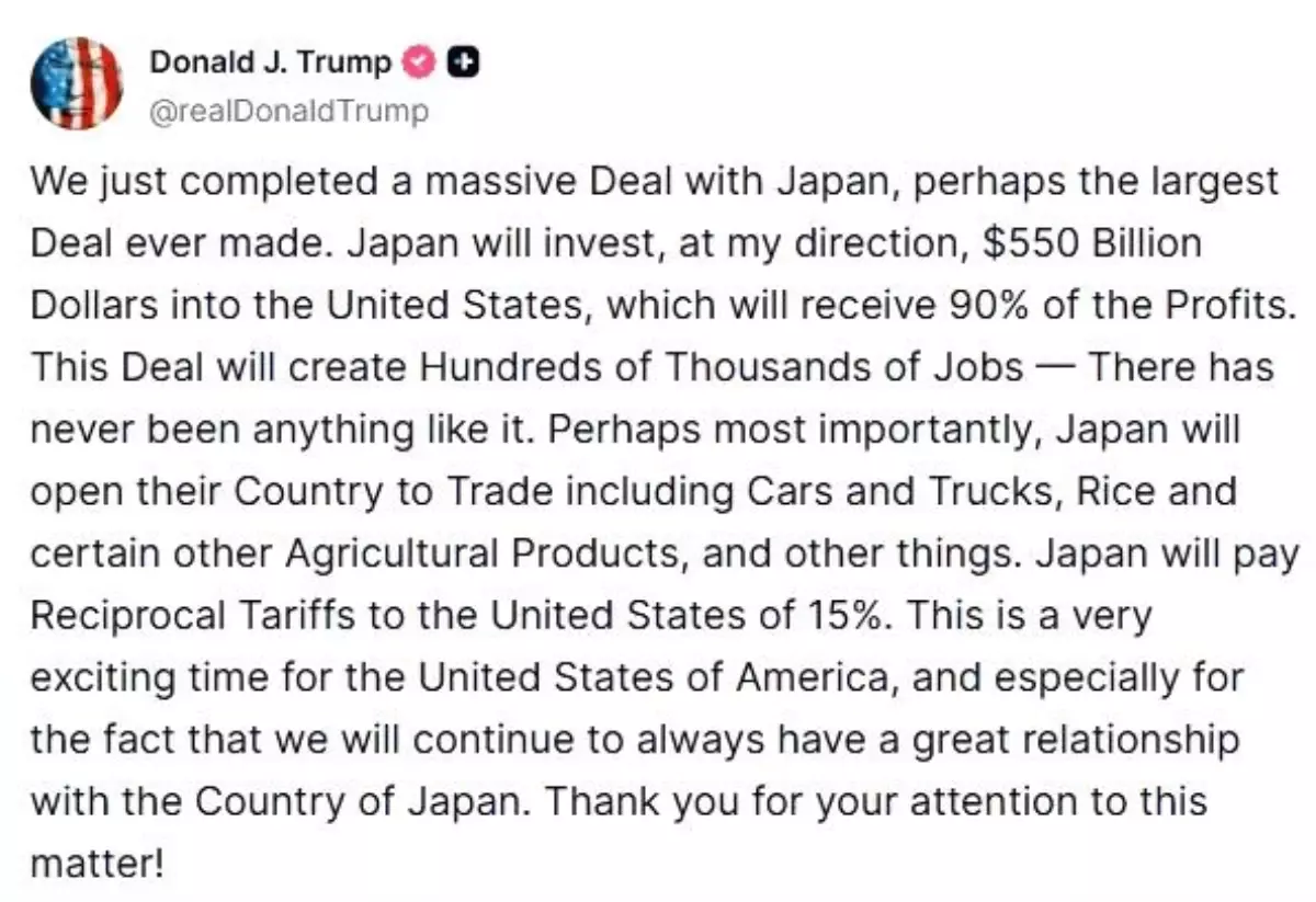 Trump, Japonya ile Ticaret Anlaşması Duyurdu: Yüzde 15 Gümrük Tarife