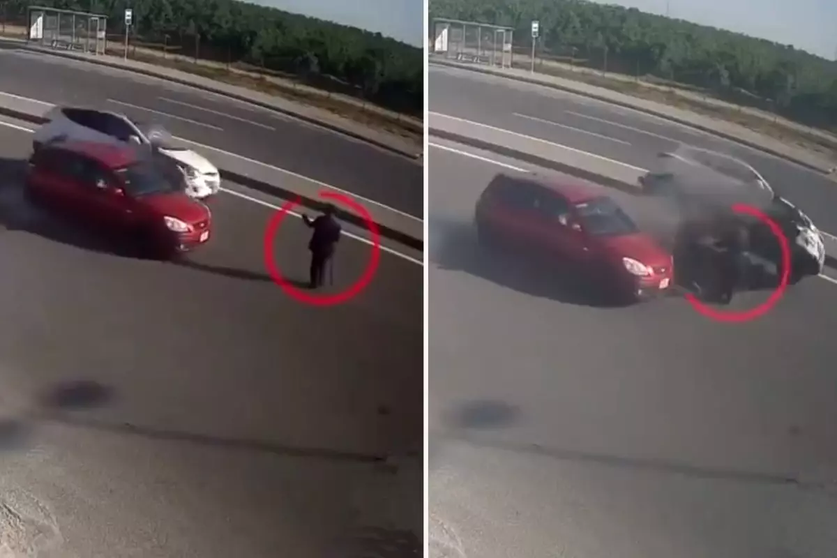 Aniden yola çıkan yaya, trafiği birbirine kattı