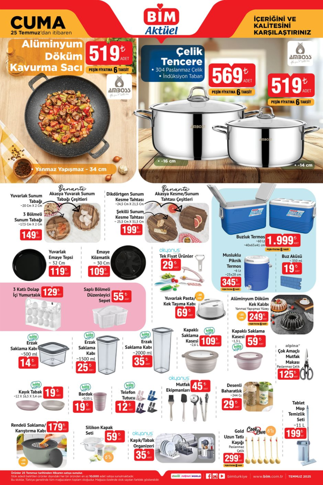 BİM 25 Temmuz Cuma aktüel kataloğunda bu hafta hangi ürünler satışa çıkacak?