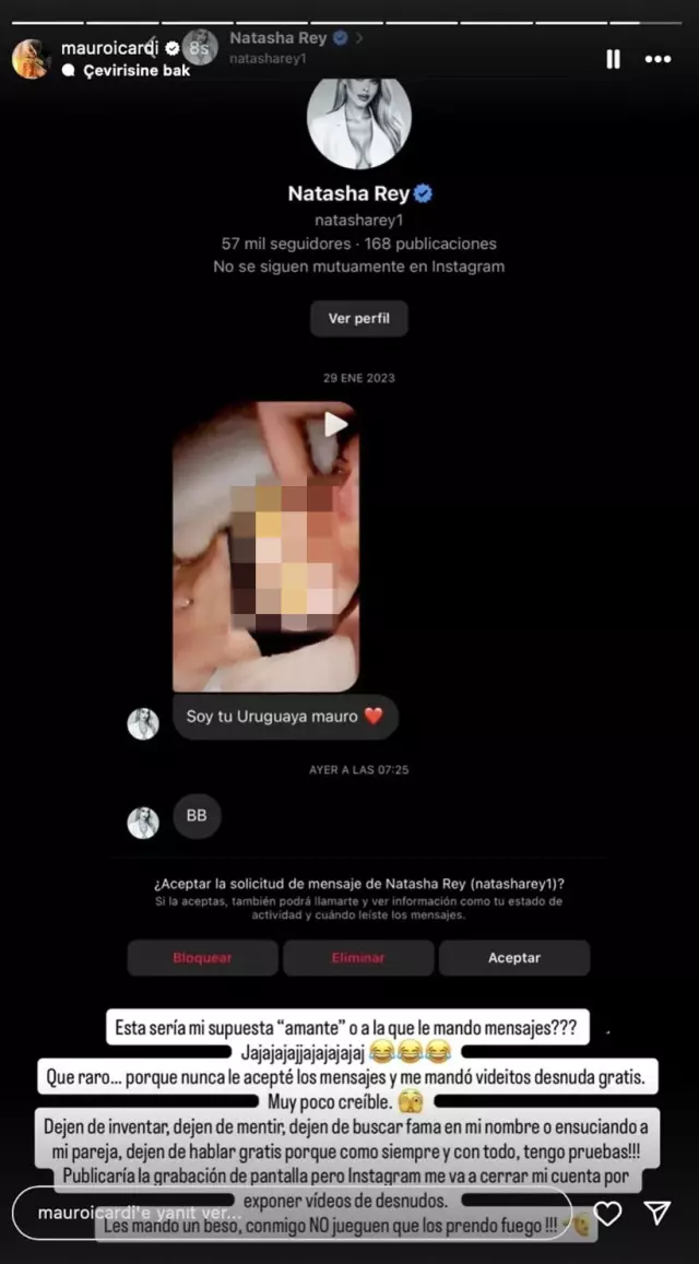 Icardi shared the naked photo of the model who said 'She keeps messaging me'