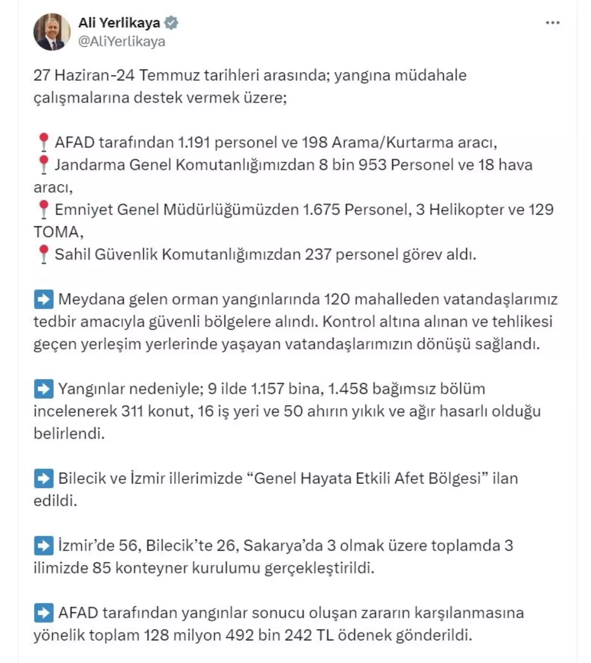 Bilecik ve İzmir 'Genel Hayata Etkili Afet Bölgesi' İlan Edildi