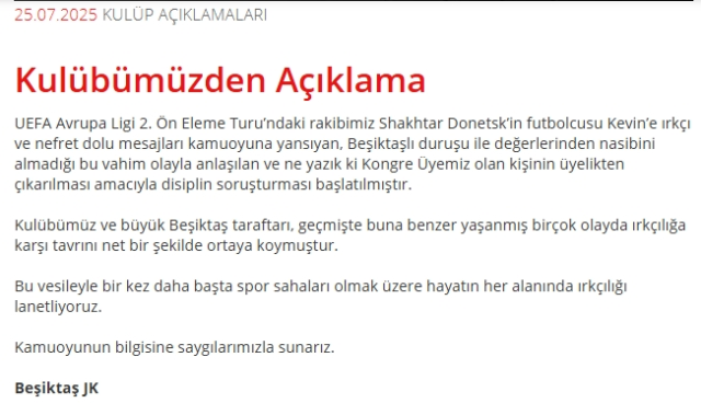 Beşiktaş'ta Shakhtar Donetsk'in futbolcusu Kevin'e ırkçılık yapan kongre üyesi kim, adı ne?