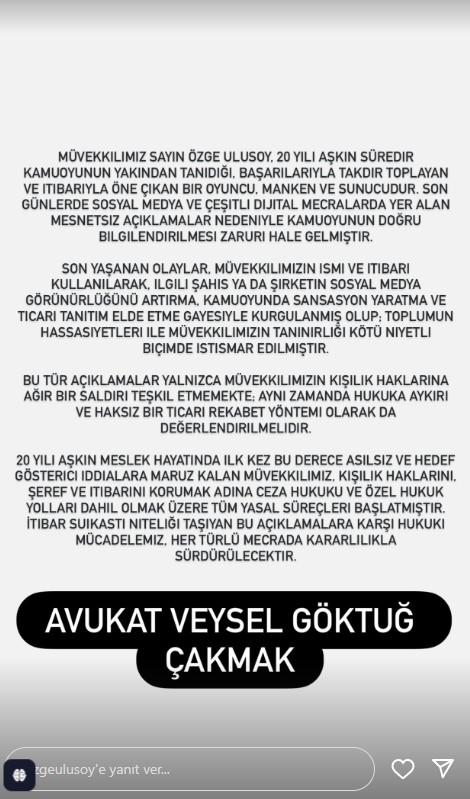 Dolandırıcılık iddiasına maruz kalan Özge Ulusoy hukuki süreç başlattı