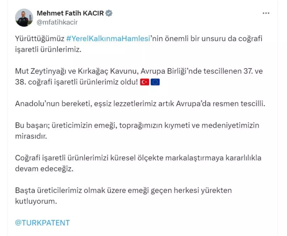 Mut Zeytinyağı ve Kırkağaç Kavunu, Avrupa Birliği'nde Tescillendi