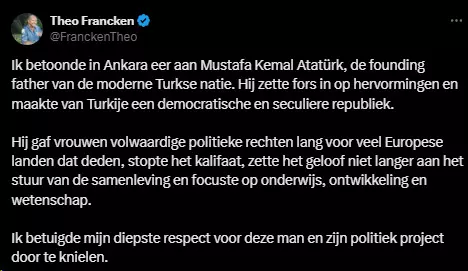 The minister who knelt before Atatürk's tomb spoke
