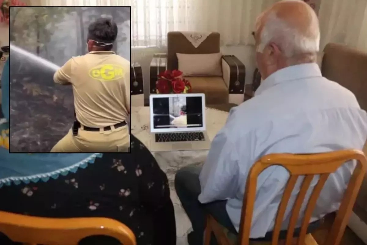 Yangınlarla mücadele eden orman işçisinden ailesine duygu yüklü video