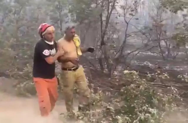 'I'm burning!' cried the forest worker