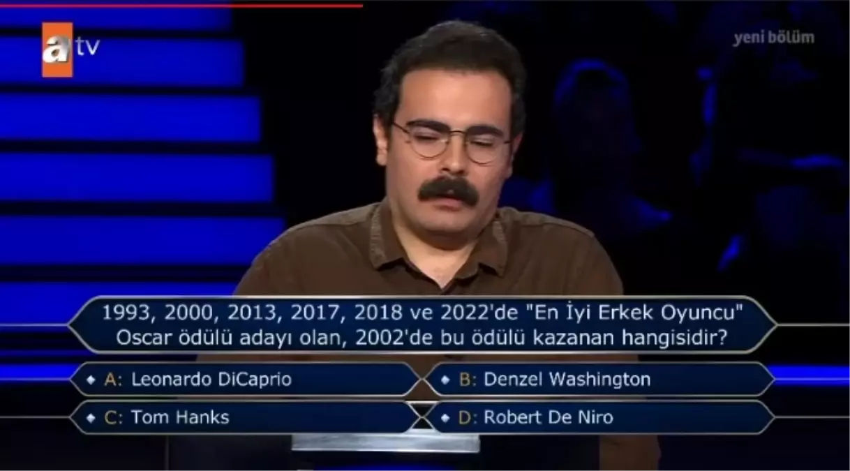 1993, 2000, 2013, 2017, 2018 ve 2022'de 'En İyi Erkek Oyuncu' Oscar ödülü adayı olan, 2002'de bu ödülü kazanan hangisidir?