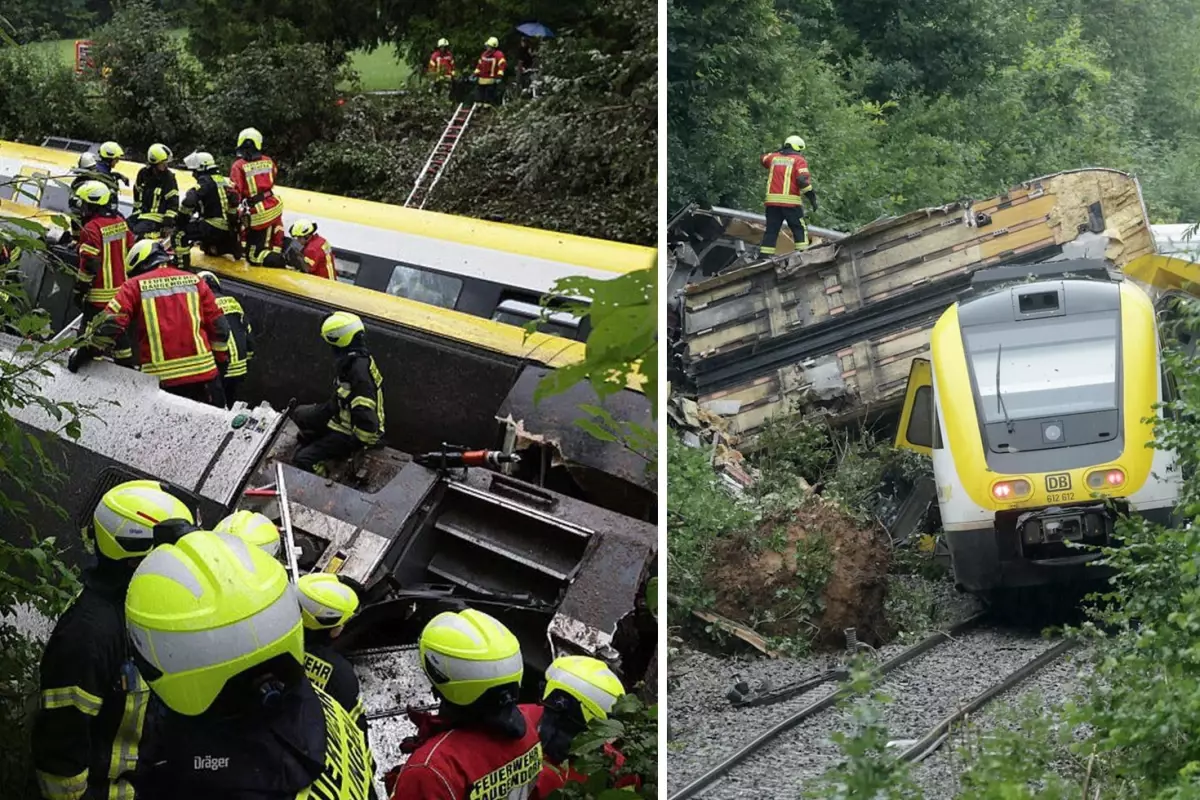 Almanya'da yolcu treni raydan çıkarak devrildi: 3 ölü, 34 yaralı