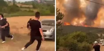 Bursa'da yangın yerleşim yerlerine sıçradı! İşte vatandaşların alevlerden kaçtığı anlar