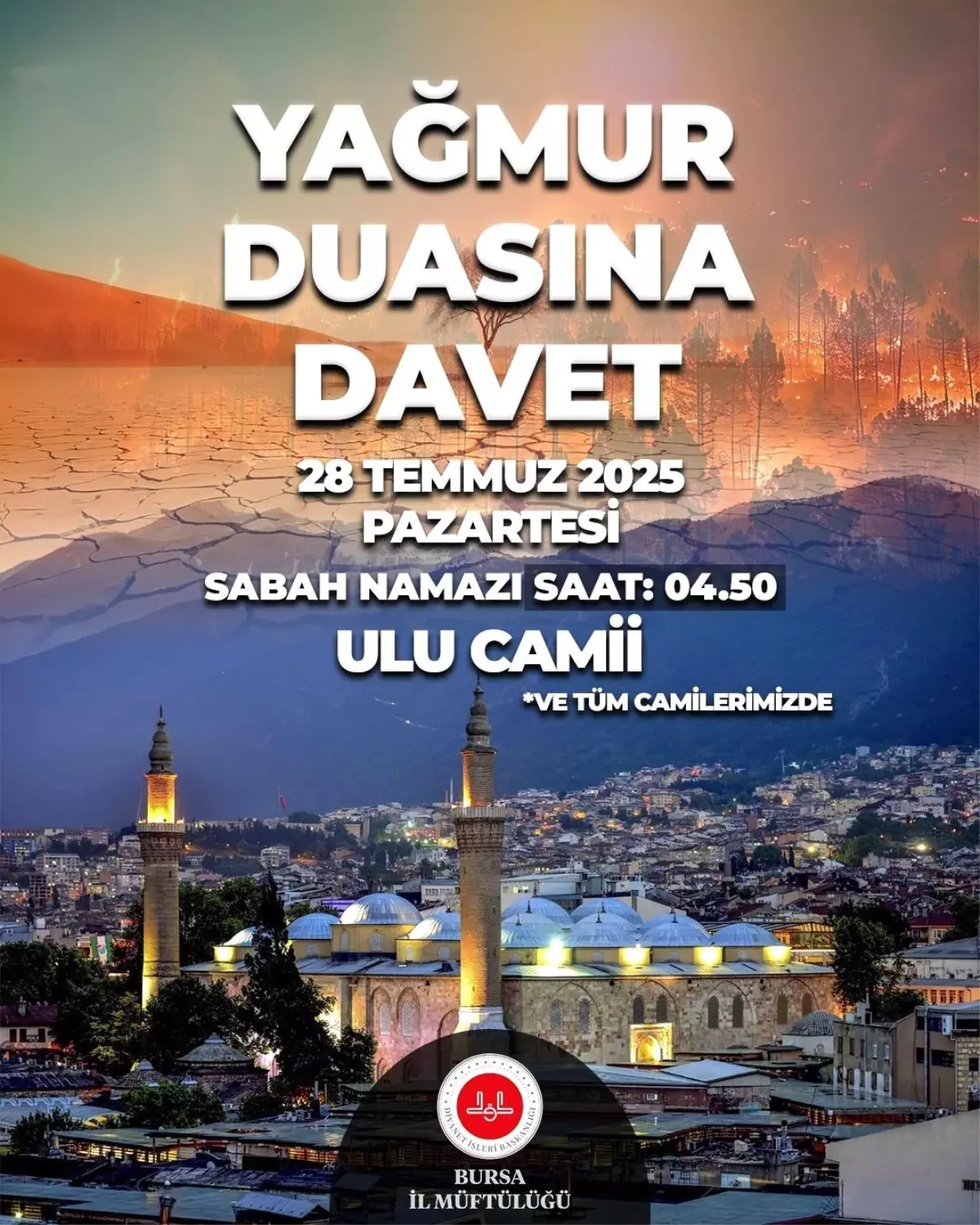 Bursa'da Orman Yangınları Nedeniyle Yağmur Duası Çağrısı