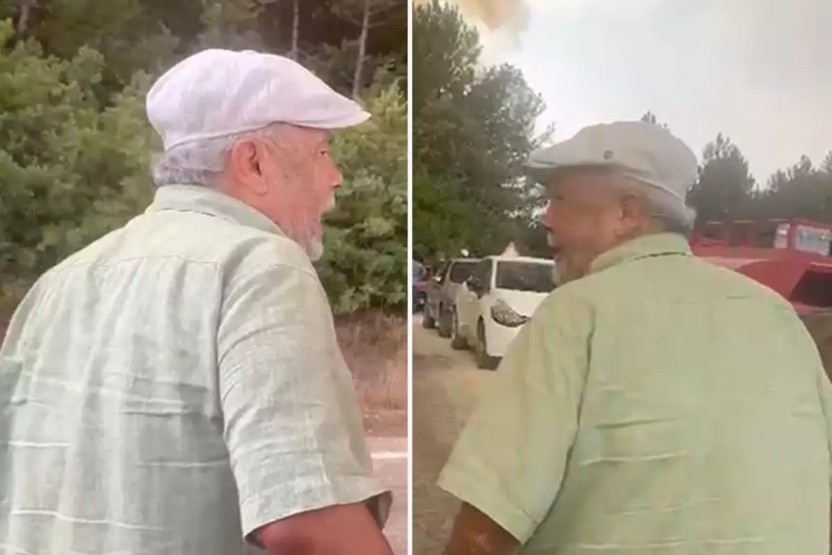 Yangının ortasında gözyaşları içinde eşini aradı
